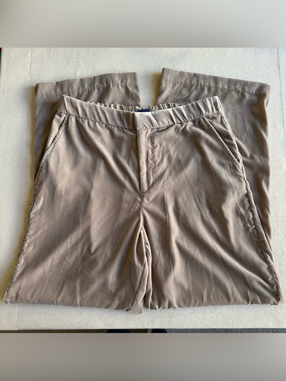 GAP Tan Velour Wide-Leg Pants